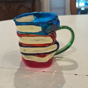 Colorful Glass Mug that looks like a stack of books. 📚 so cute!